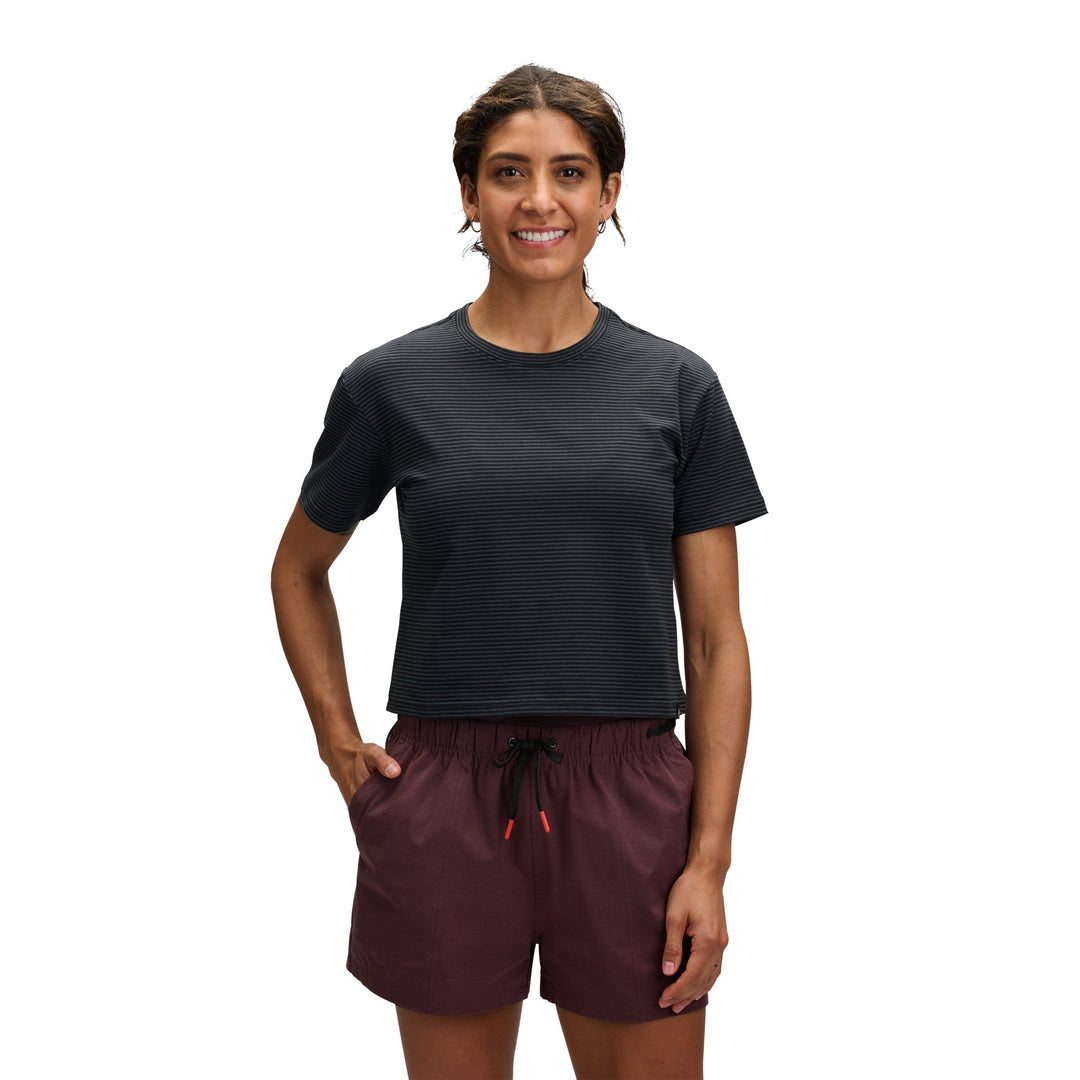 Women's Stripe Crop Short Sleeve Tee
