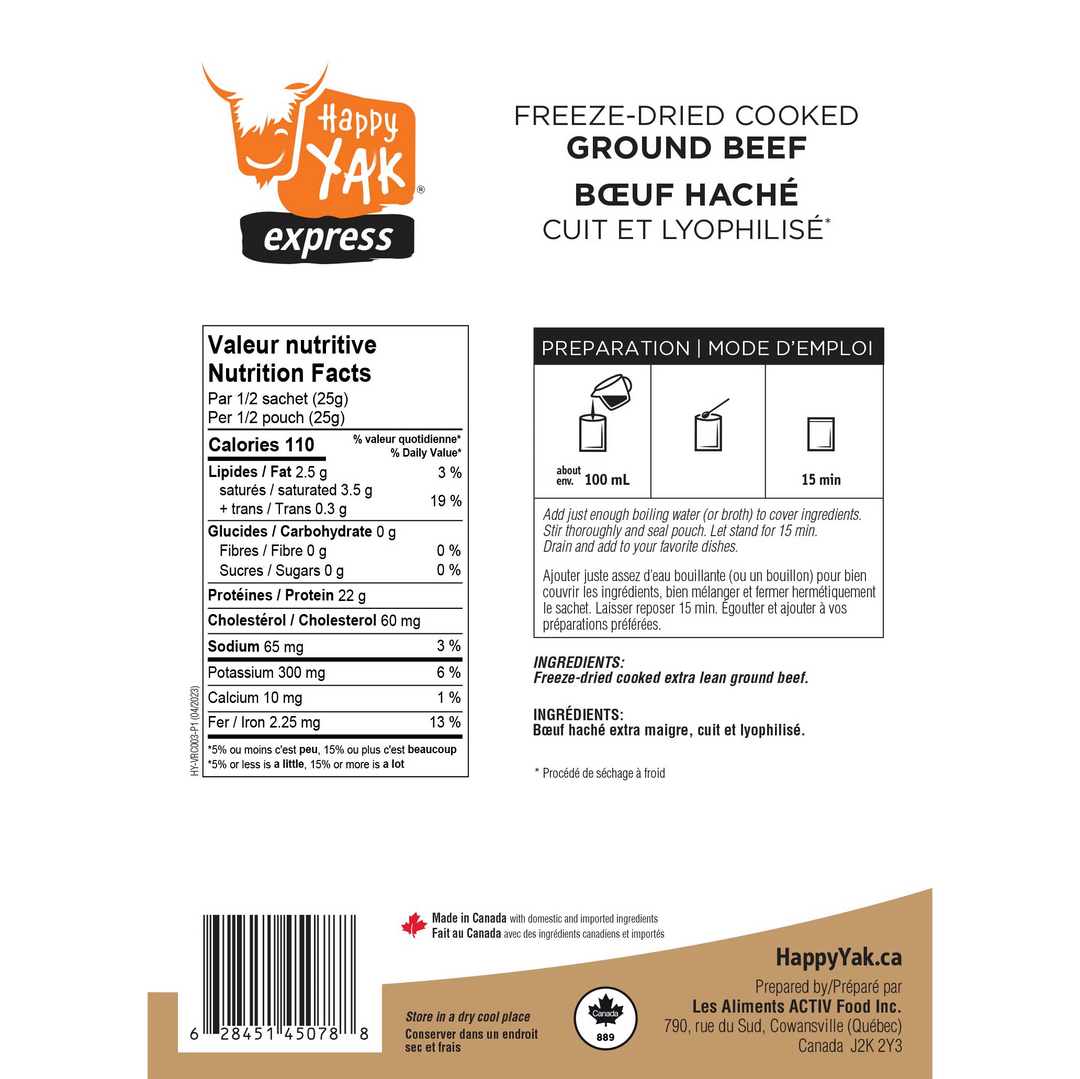 Freeze-Dried Cooked Ground Beef (50g)