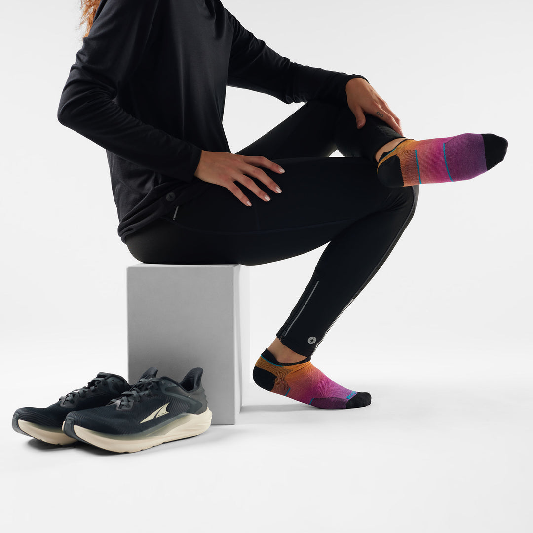 Women's Run Zero Cushion Ombre Print Low Ankle Socks