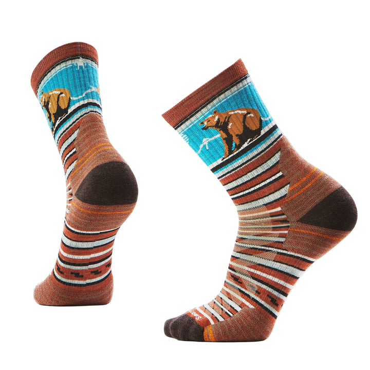Hike Targeted Cushion Bear Stripe Mid Crew Socks