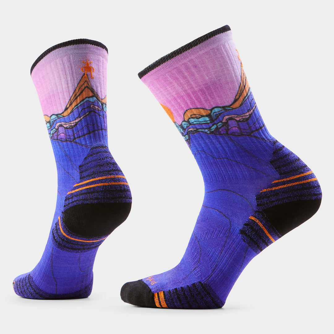 Women's Hike Targeted Cushion Mountain Sunrise Print Crew Socks