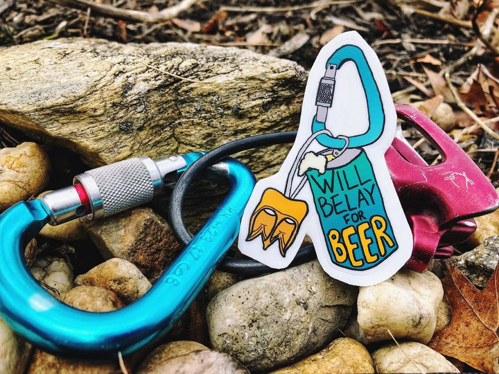 Will Belay for Beer Sticker